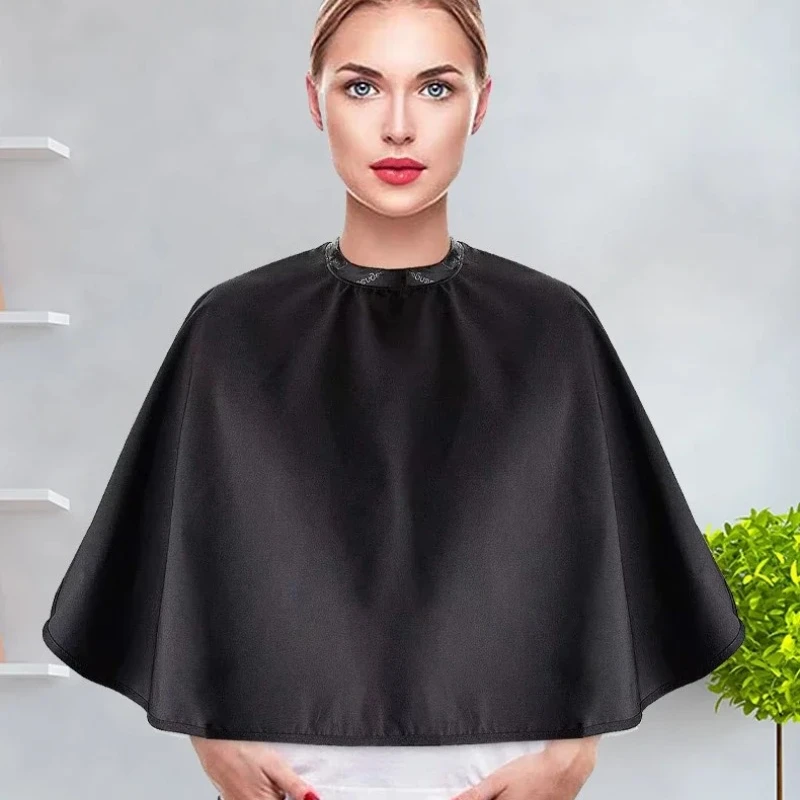 أدوات صبغ الشعر قصيرة مربعة سوداء مقاومة للماء لتصفيف الشعر في صالونات الحلاقة وقص الشعر من القماش لف تصفيف الشعر كيب الحلاق