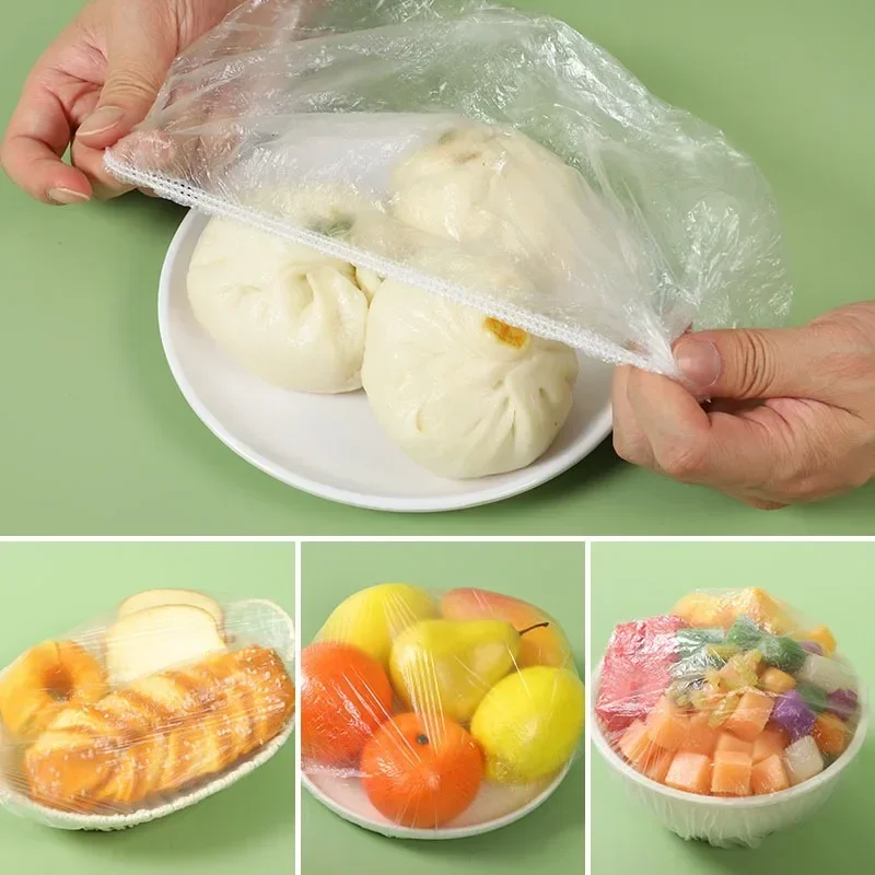 

100pcs Plastic Wrap Disposable Thickened Transparent Plastic Wrap Retractable Plastic Wrap for Leftover Fruits and Vegetables