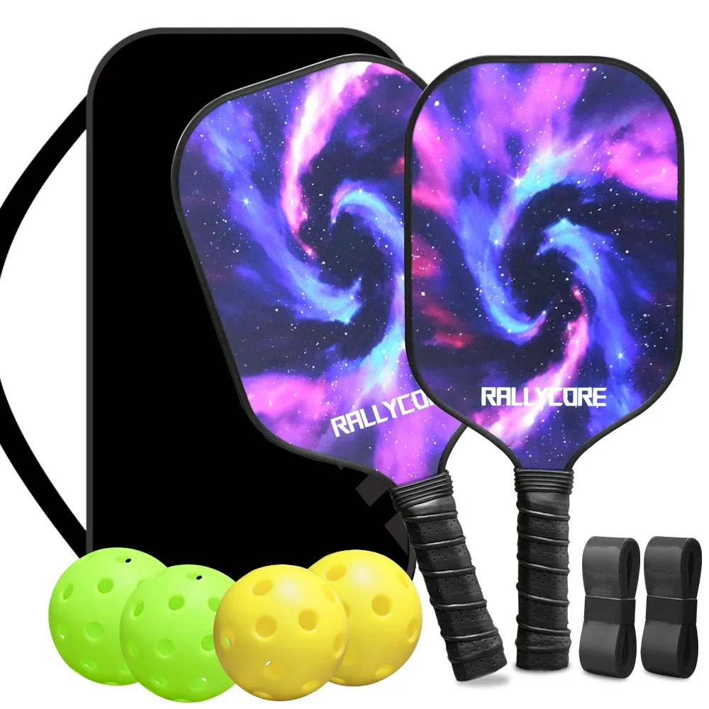 

Pickleball Paddles Set of 2 with 4 Balls Carry Bag Premium Honeycomb Core Paddles for Indoor Outdoor Play for Adults andYouth