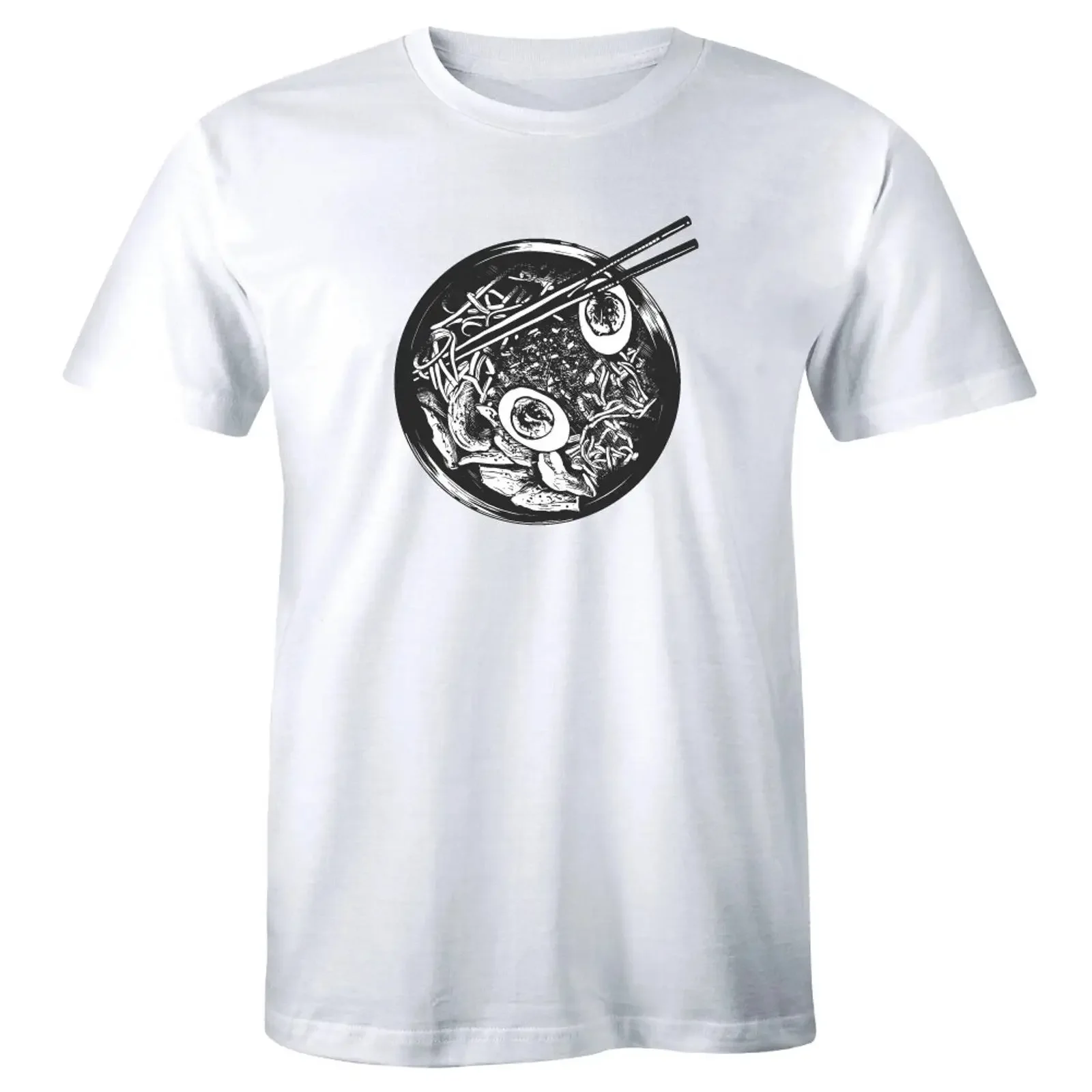 Camiseta para hombre con diseño de sopa de ramen, comida asiática con carne, verduras y huevo, estilo vintage, lavada, elegante, para uso diario, informal
