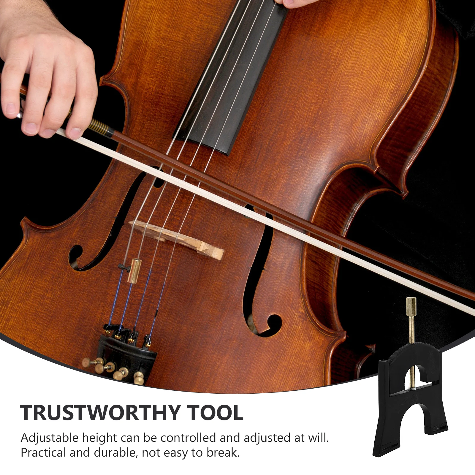 

Cello String Lifter 1/4-4/4 Adjustable Violoncello Bridge Change Tool Accurate Positioning Black Violoncello Supply Instrument