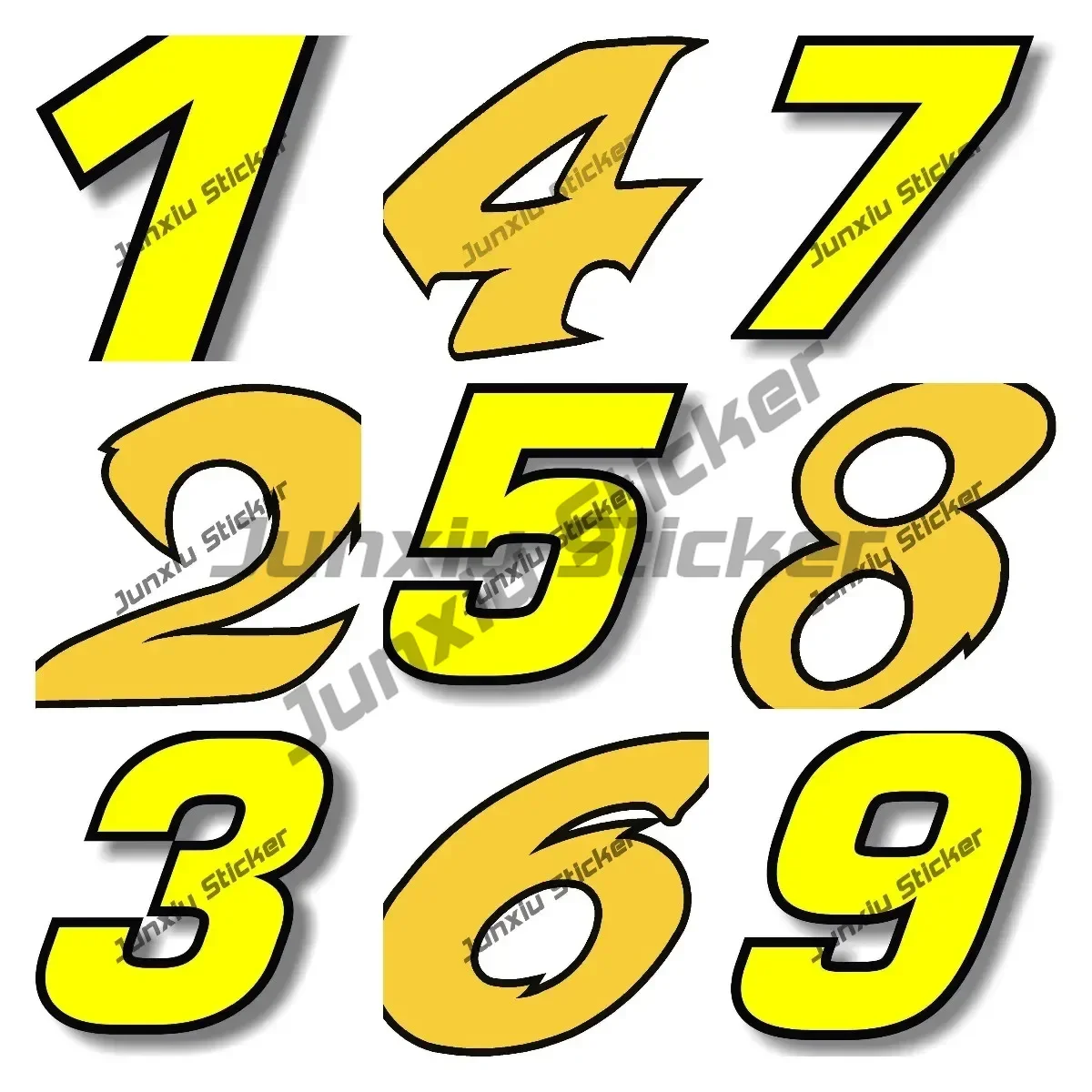 

Personality Stickers Letters Alphabet Emblem Yellow Numbers 0123456789 Car Sticker Motorcycle Digital Badge Car Accessories