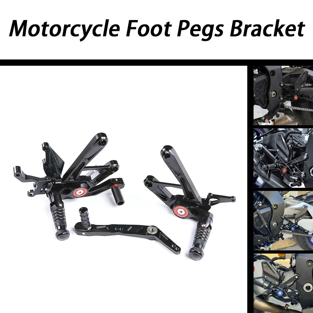 CNC Aluminum Carbon Fiber Motorcycle Foot Pegs Rest Rearset Rear Set Footrest For Yamaha R1 R1M YZF-R1M YZF-R1 2015 - 2023 2024