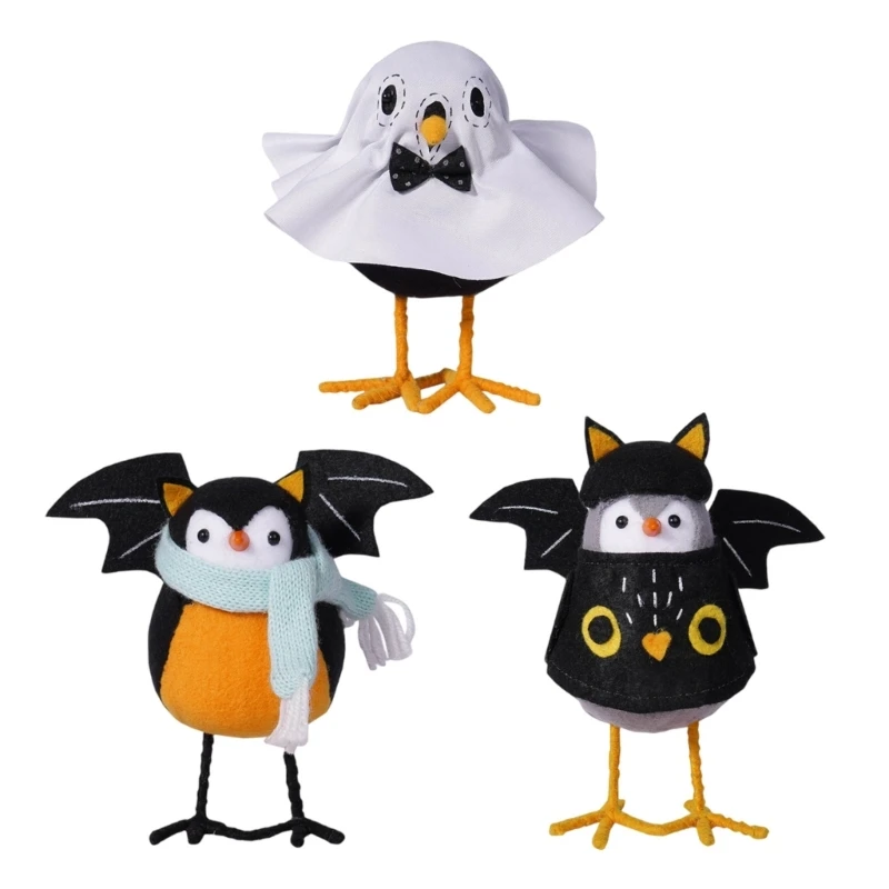 Cloth Halloween Bird Statue Decorations Multiple Color Halloween Bird Figures