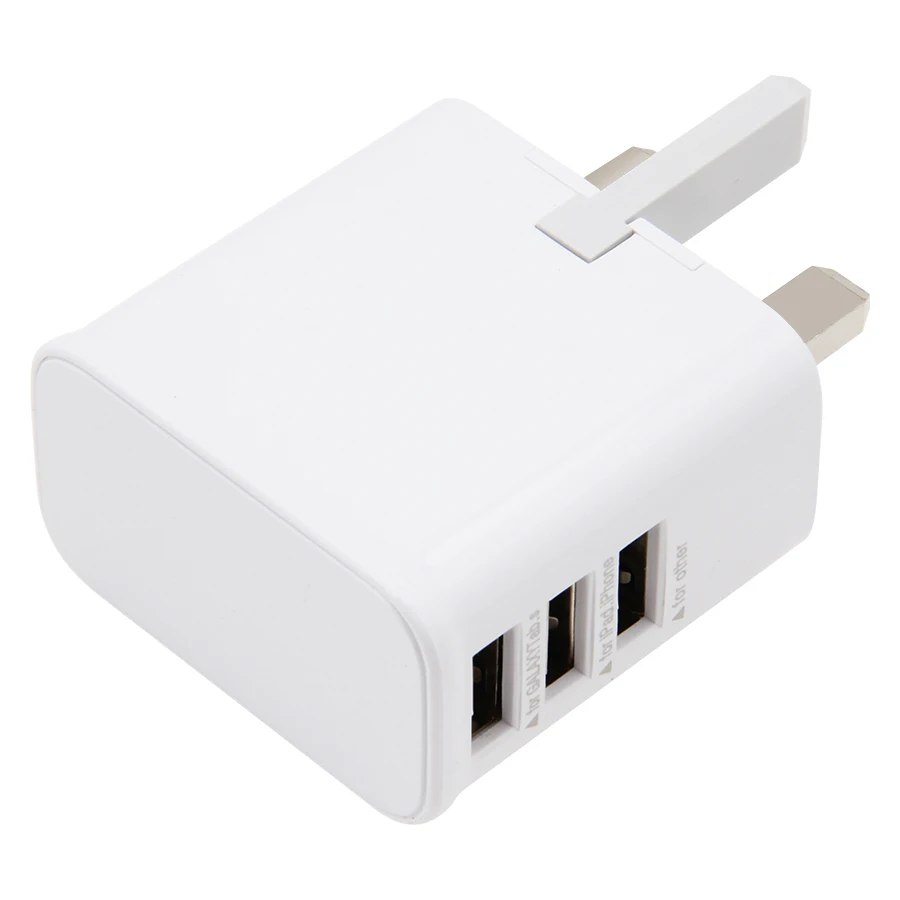 50pcs UK Plug 3 Ports USB Power AC Wall Charger Travel Adapter For iPhone iPad Air Mini for Samsung Galaxy S4 S5 Note 3 Xiaomi