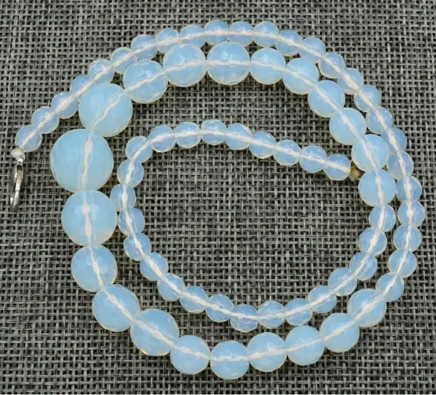 

Beautiful 6-14mm Faceted Opal Round Gemstone Beads Necklace 18"
