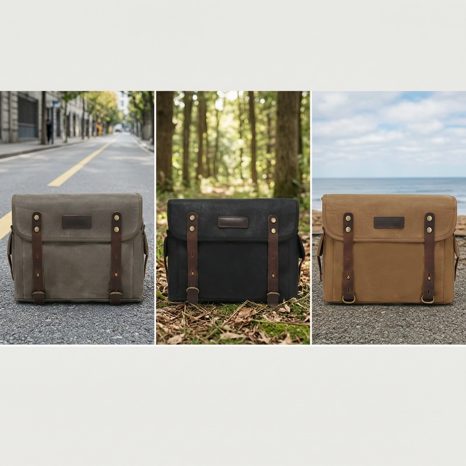 Motorcycle Bag with Shoulder Strap Vintage Motorcycle Saddlebag Pannier Structured Rugged for Motorcyclists, Daily Commuting