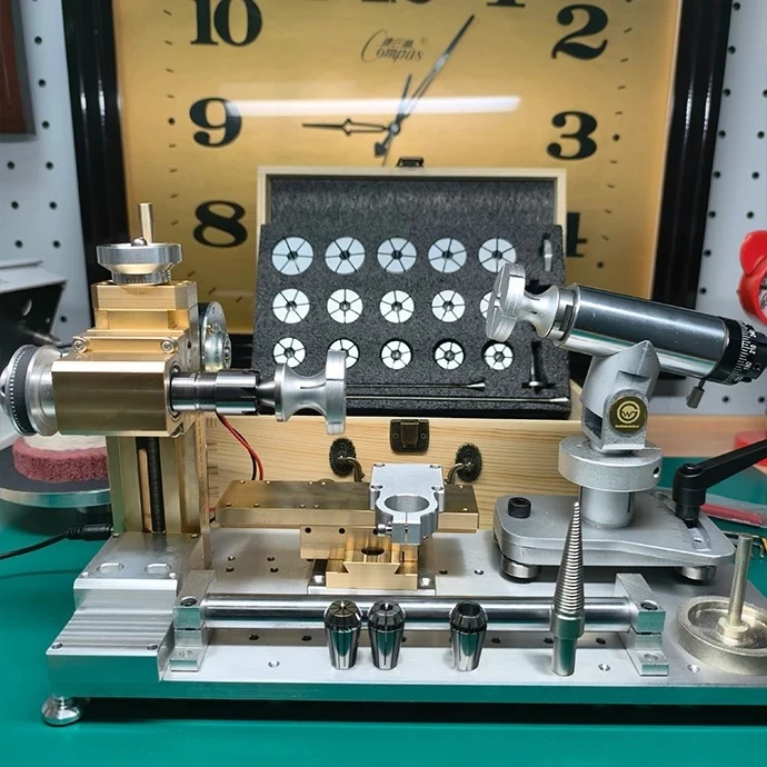 Mini Watchmaker Lathe, Multi-Function Turning Polishing Machine for Watch Case Refinishing and Wire Drawing
