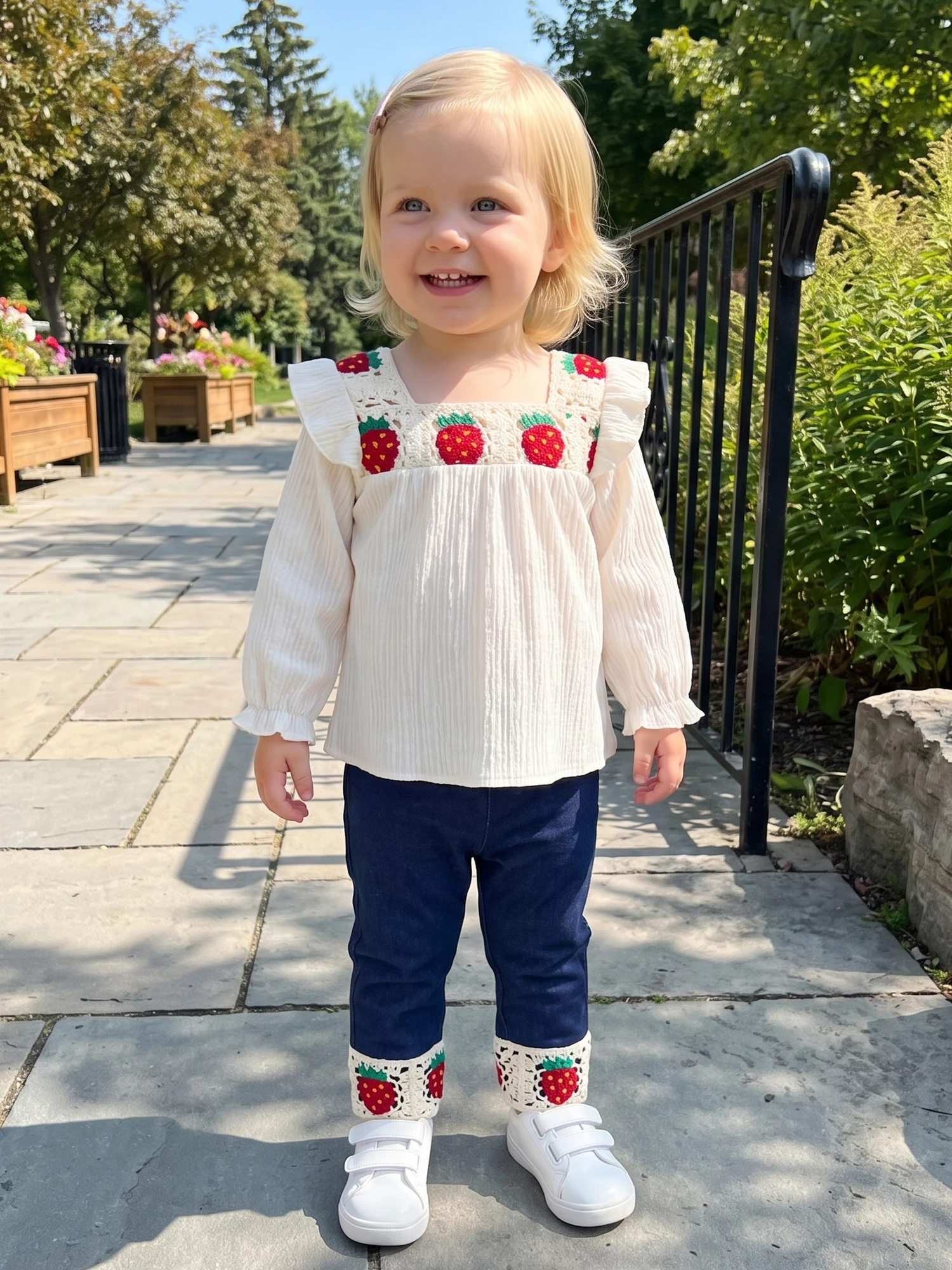 Kid Sleeve Sleeve Square Neck Square Neck T Fall Outfit Kid Girls Fall Girls Fall Outfit Strawberry Premium