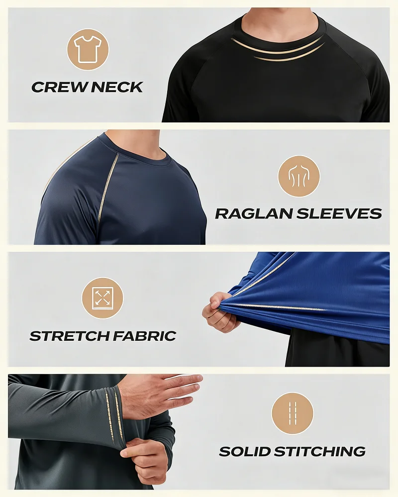 Men's UV Protection Long Sleeve Shirt SPF UPF 50+ Quick Dry Lightweight Rash Guard for Fishing Running Sports