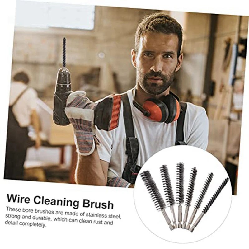 แปรงปัดขนแปรงกลมลวด12ชิ้นแปรงทำความสะอาดท่อขนาด9มม.