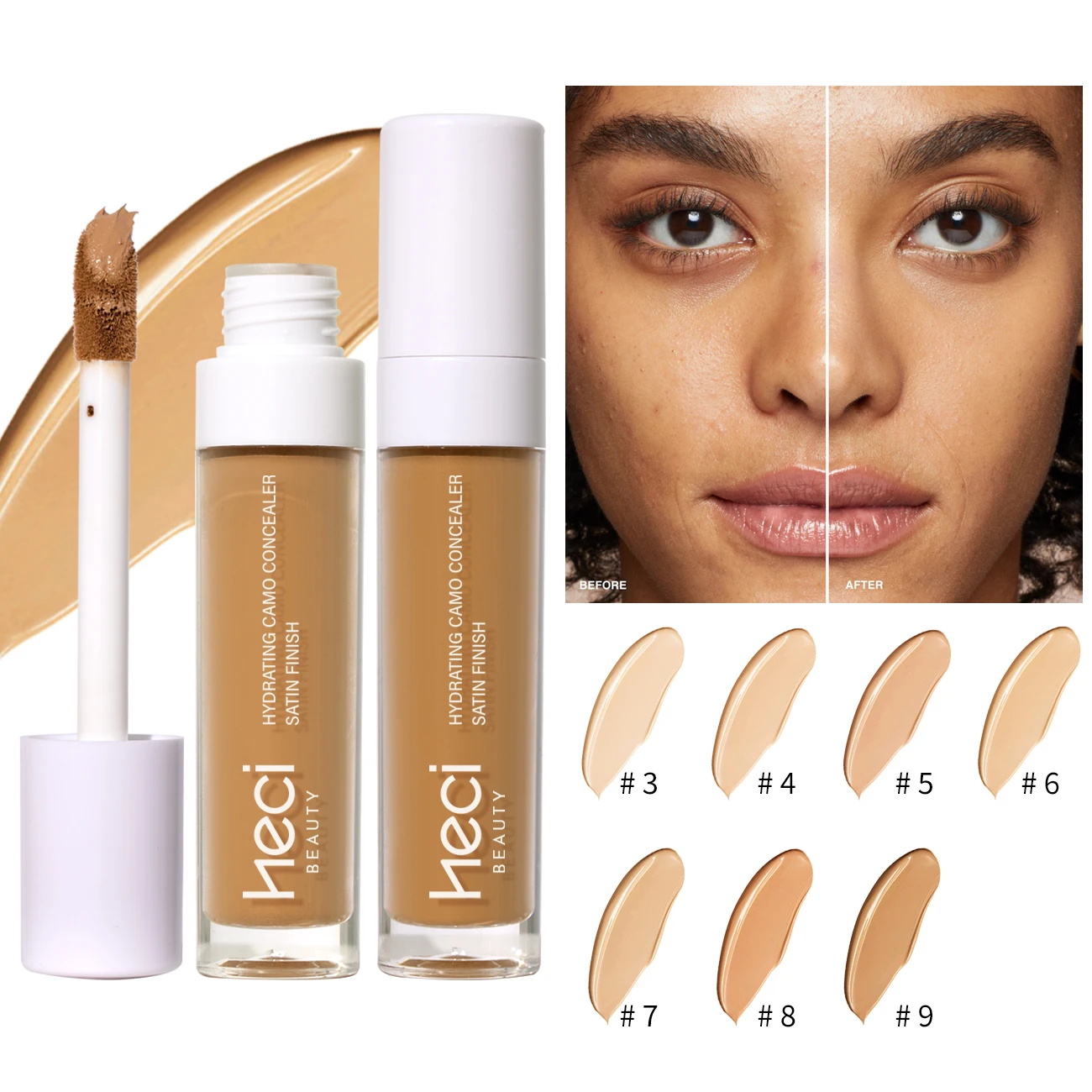 Waterproof Liquid Concealer Full Coverage, Matte Finish Long-Wearing Brightening Concealer, Multi-Use Facial Concealer Makeup