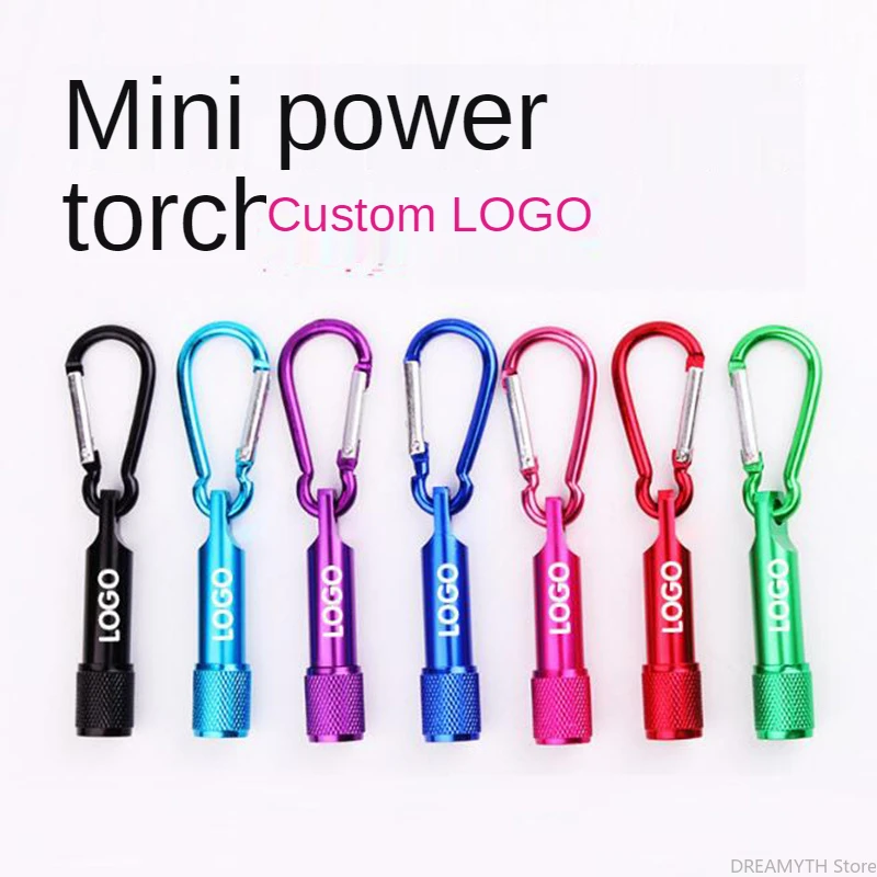 Customized LED Flashlight Key Ring, Mini Outdoor Torch, Logo Printing, Free Club, Promotional Gift, Party Gift, 100Pcs Lot