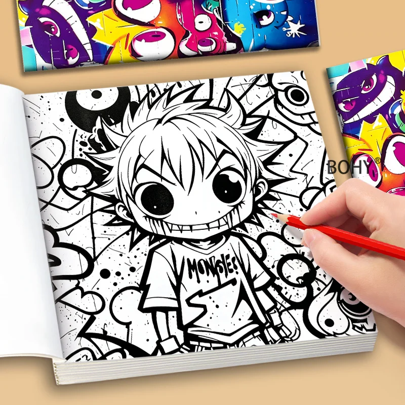 1 Volume of Personalized and Trendy Graffiti Coloring Album, Containing 24 Pages of Themed Patterns Adult Decompression Coloring