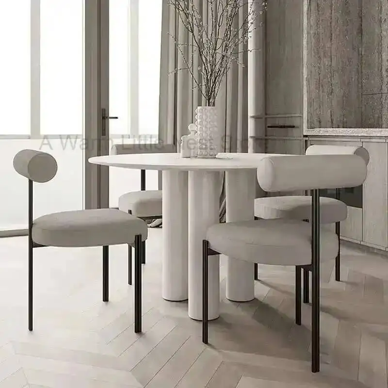 

Nordic Luxury Furniture Kitchen Fabric Dining Chair Restaurant Chair Creative Backrest Lounge Chair Modern Dinning Table Chairs