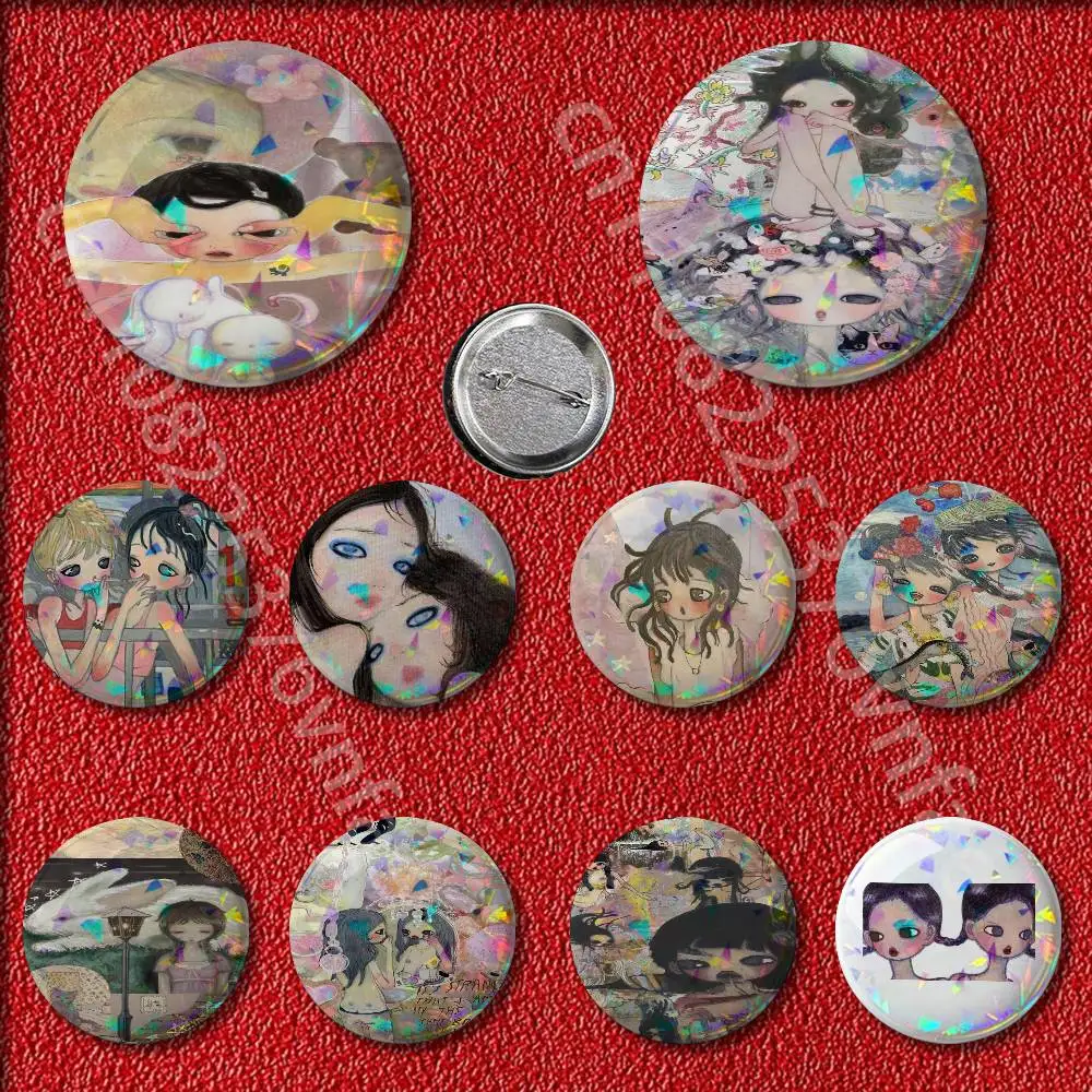 

A-Aya Takano Japanese Girl Badges Badge 25mm 32mm 44mm 58mm 75mm Round Pin Brooch Adornment Souvenir Cosplay Gift