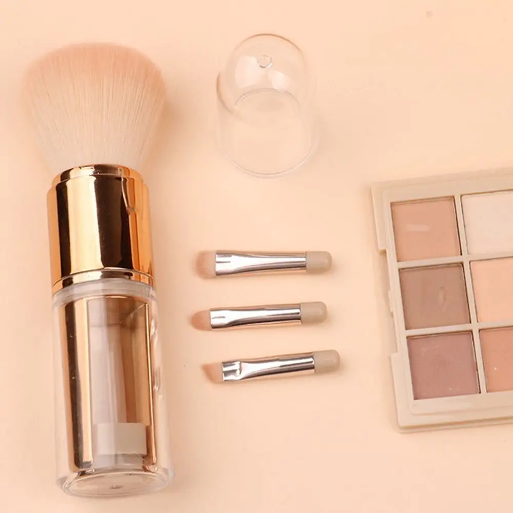 Pennello per ombretto Set di pennelli per trucco Morbido ed estensibile Set di pennelli per trucco 5 in 1 Pennello per cipria conveniente antipolvere Viaggio
