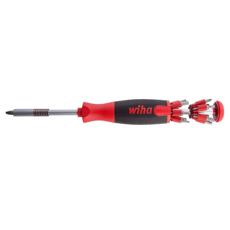 Wiha 40907 LiftUp 26 in 1 Screwdriver Set with 13 Double Bits Magnetic Bit Holder Mixed with Two Row Bit Clip SoftFinish Handle