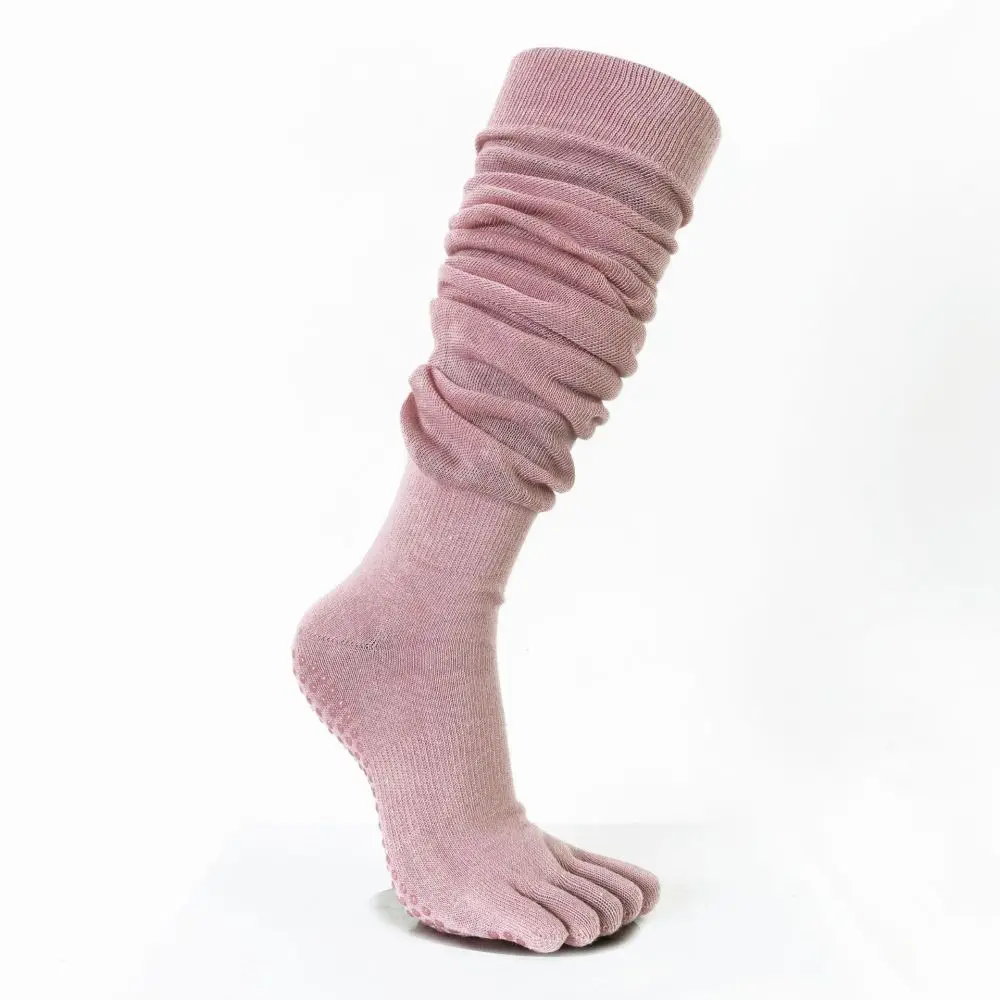 Casual Five Toe Socks Women Anti Slip Silicone Sole Over The Knee Stockings Cotton Breathable High Tube Soft Autumn Hosiery