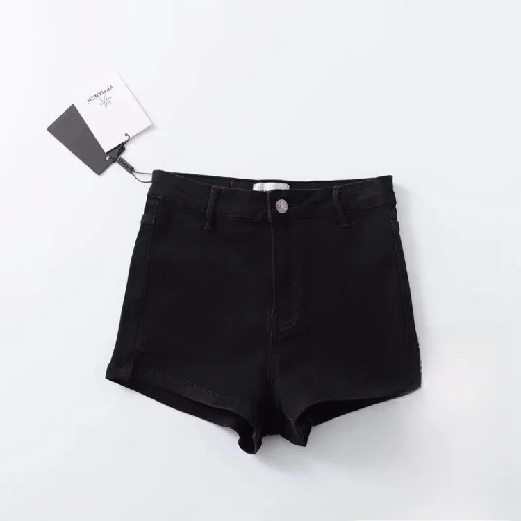 High Waist Slim Fit Super Elastic Denim Shorts Women's AA Vintage American Summer Ripped Hot Pants Cotton Stretch Jeans