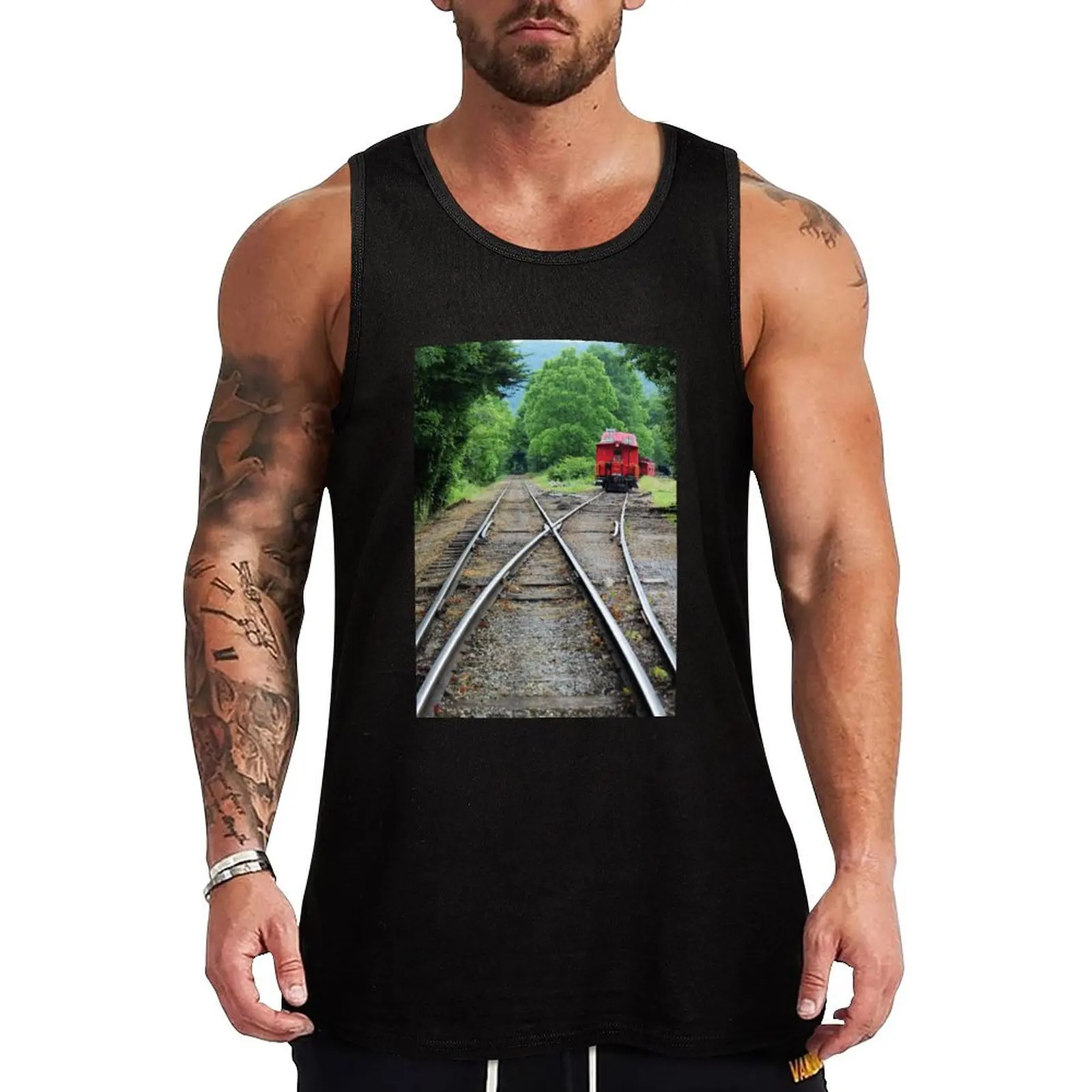 Tracks at the Durbin Scenic Railway, Durbin West Virginia Tank Top Workout Ready Tank Top Moisture Wicking Athletic Top