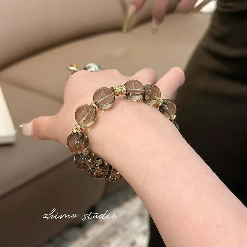 New Chinese Style Premium Natural Tea Crystal Bracelet for Women Luck Fortune Attracting Delicate Bracelet Gifts