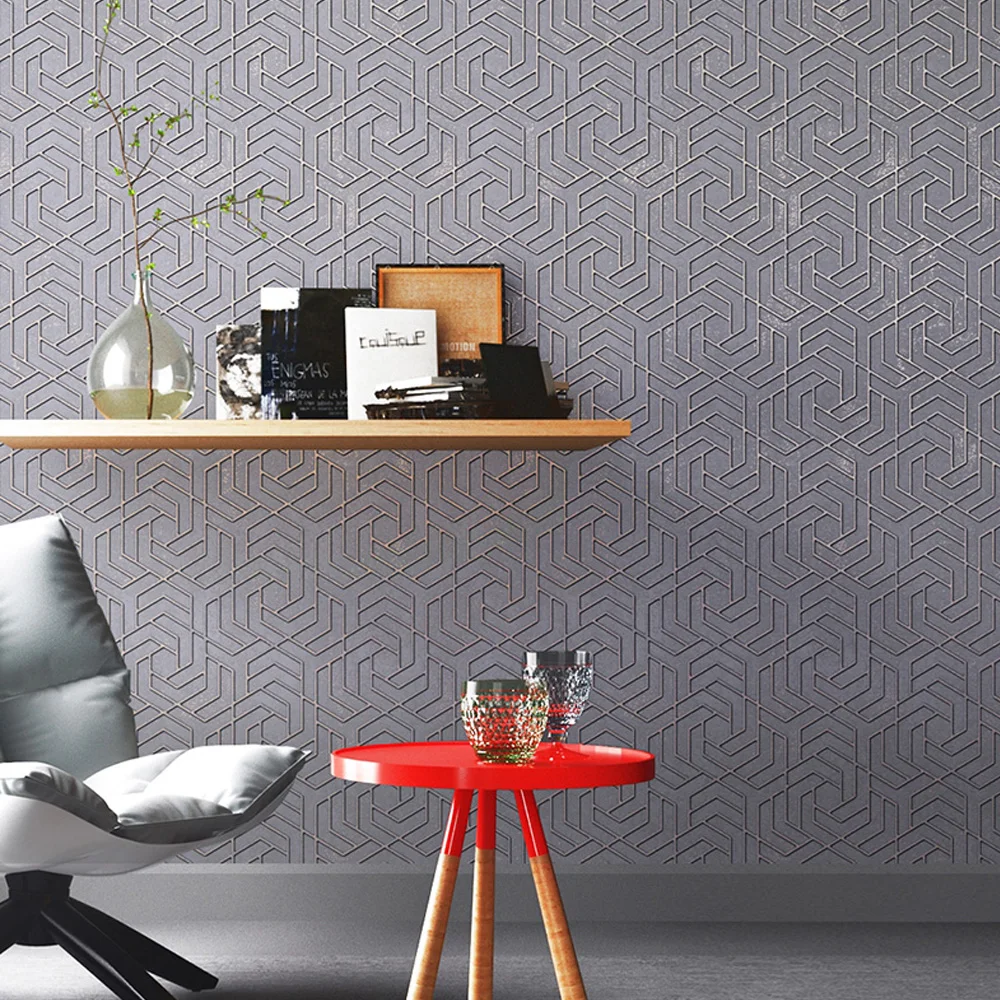 Nordic Grey Grid Wallpaper 3d Home Decor Modern Geometric Lattice Living Room Bedroom Tv Background Bronzing Wall Paper
