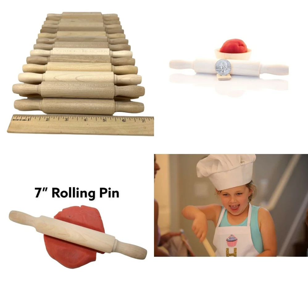

1 7 inch wooden rolling pin for kids birthday party craft activity dough baking pastry modeling clay play set educational toy
