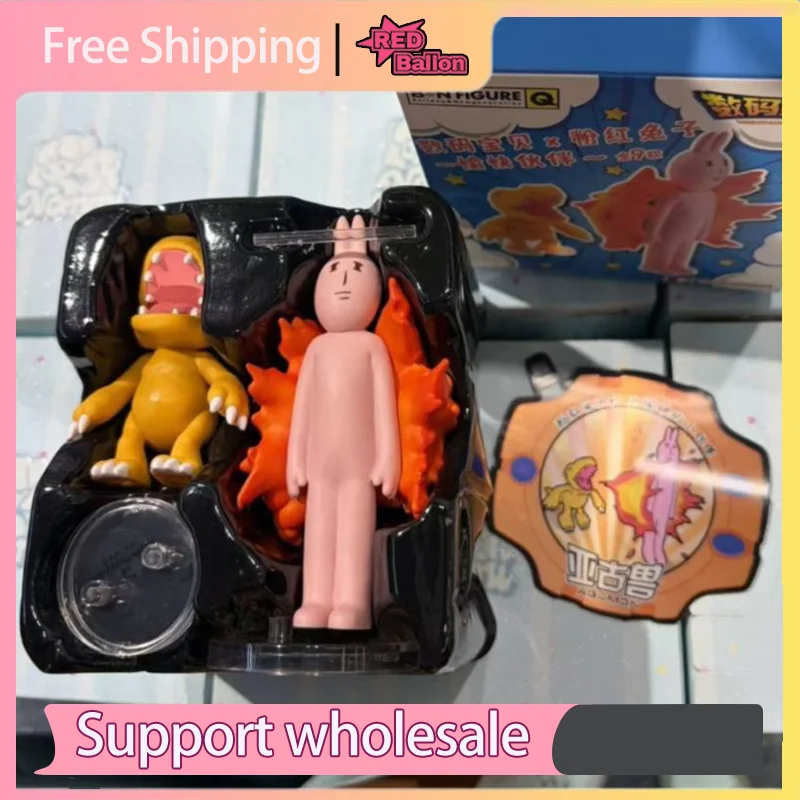 Authentic TOPTOY Digimon x Pink Rabbit Happy Friends Series Blind Box |Collectible Anime Figure Desktop Ornament | Surprise Gift