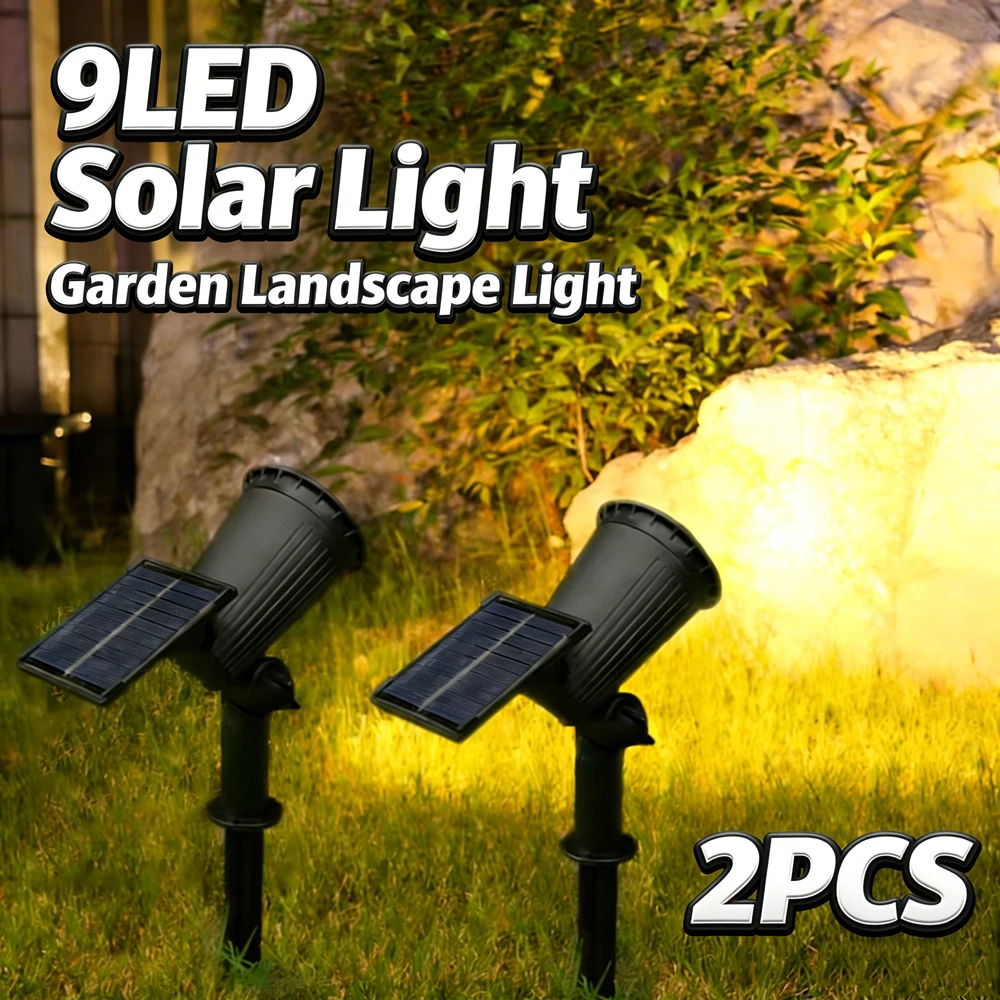 Powerful 9 LED Solar Spotlight for Outdoor Garden Landscape Lighting Waterproof Adjustable Solar Lights for Garden Lawn Yard