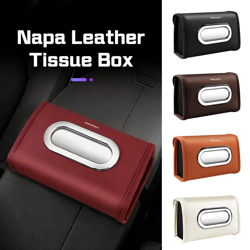 

Nappa Leather Car Tissue Bag Backrest Hanging Paper Case For Chery Omoda 5 9 FX C5 E5 C9 EV PHEV Armrest Box Car Accessories