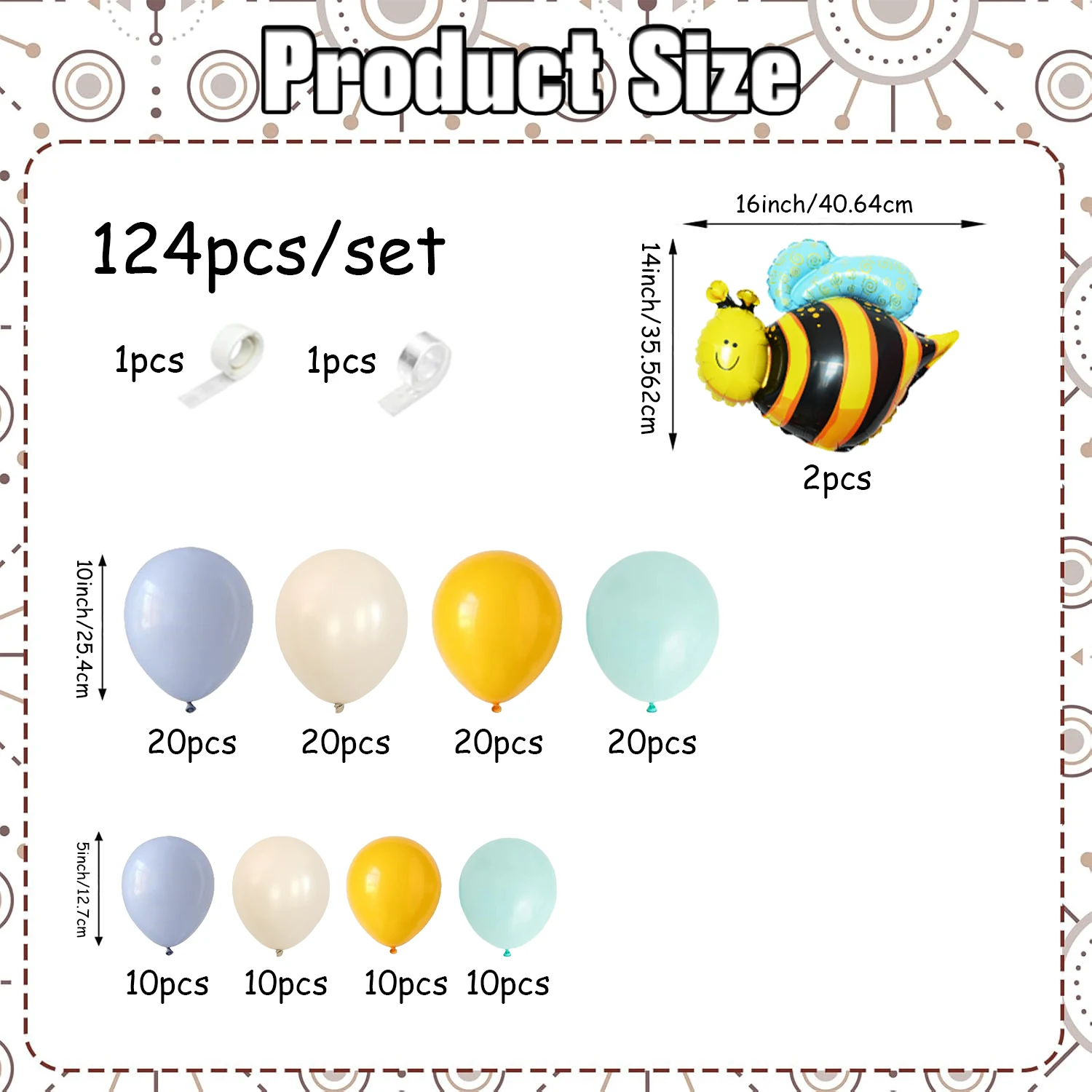 Sage Green, Gray Blue, Yellow Balloon Garland, 124 Pieces, Slate Blue, Olive Green, Yellow Sand, White Cream Party Latex Balloon Arch Kit, Bridal