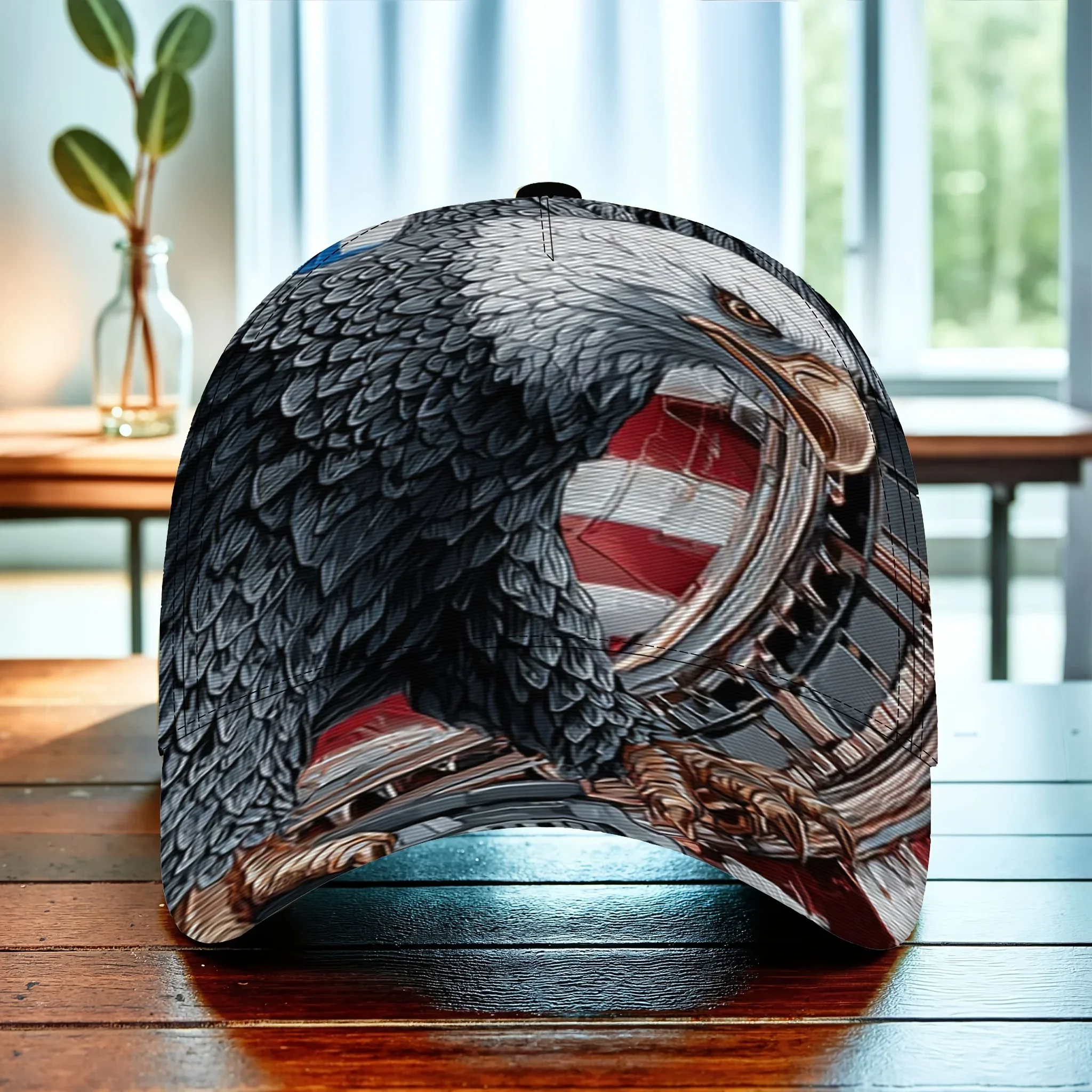 Customization 1pc Eagle Patriot Mechanical Gears & American Flag Baseball Cap - Adjustable Unisex Outdoor Sports Hat With Foldin