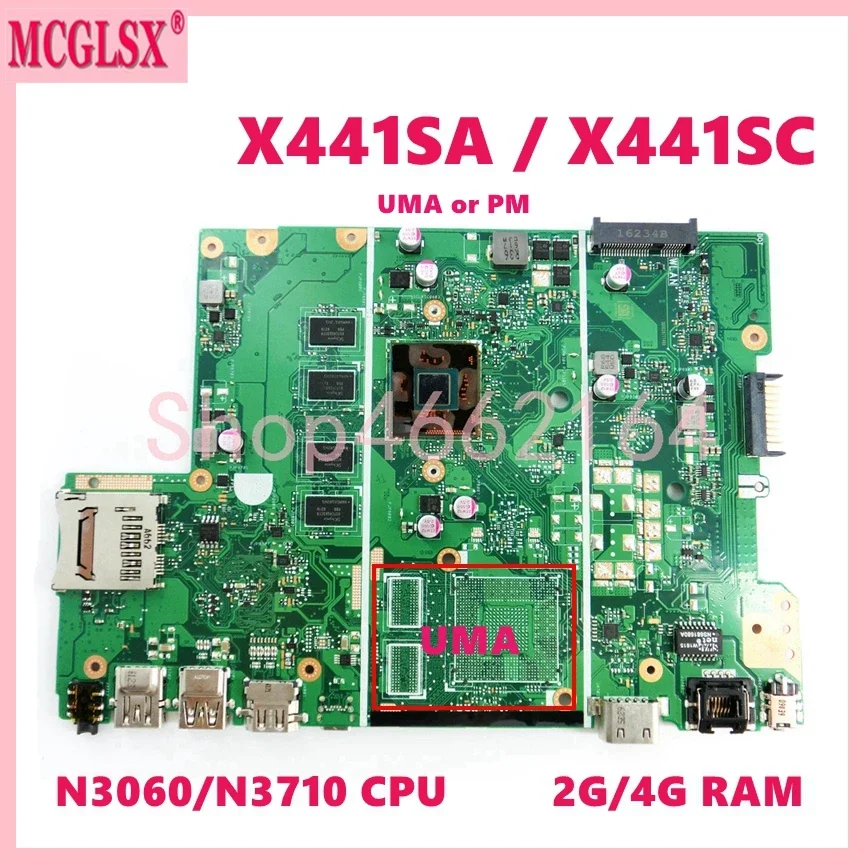 X441SC N3060 N3710 CPU 2GB/4GB RAM Laptop Motherboard For Asus VivoBook A441SC A441SA X441SA X441SC F441S X441S A441S Mainboard