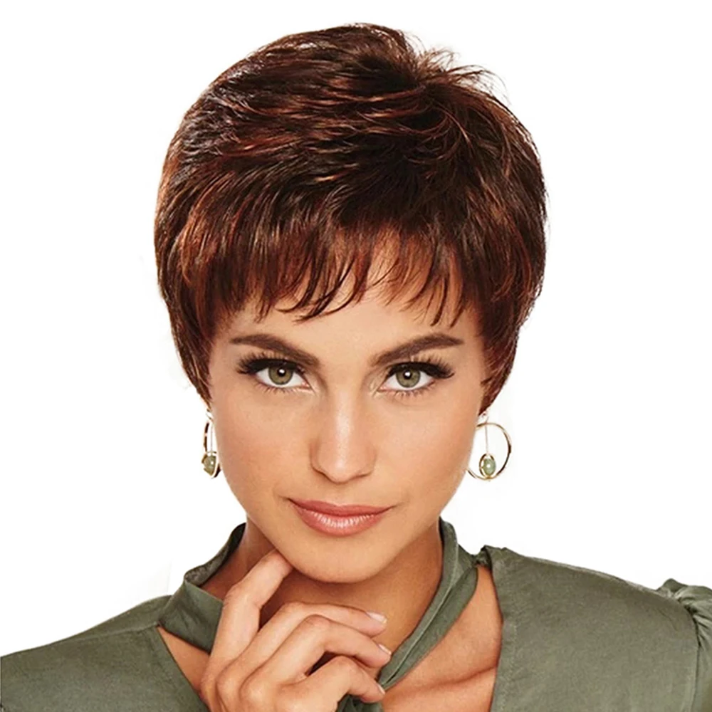 

10 Inch Synthetic Brown Short Natural Wigs Suitable For daily Use Christmas And Halloween Wedding Music Festival Carnival