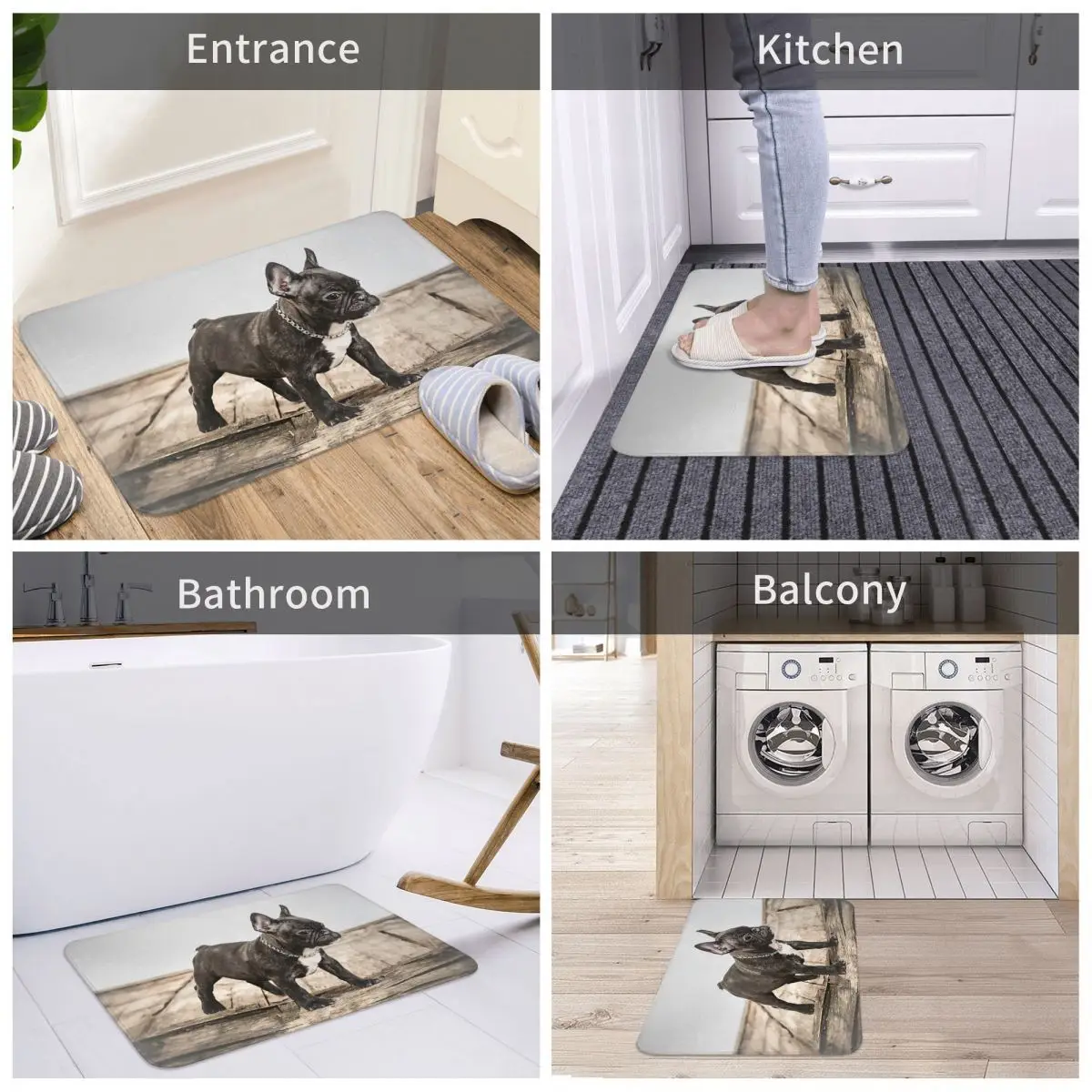 French Bulldog Pet Bathroom Non-Slip Carpet Portrait Bedroom Mat Entrance Door Doormat Home Decor Rug