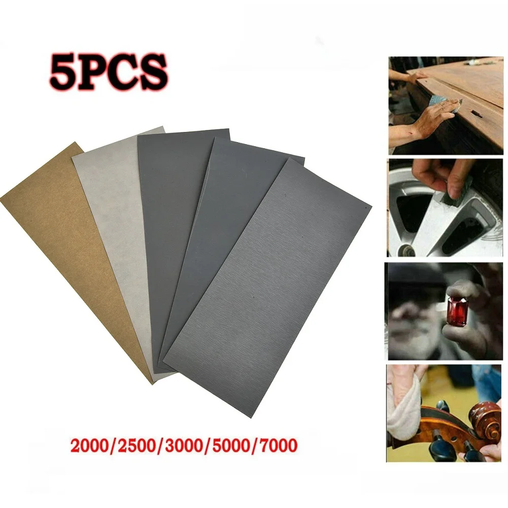 5pc Sandpaper Set 2000/2500/3000/5000/7000 Grit Sanding Paper Water/Dry Abrasive SandPapers For Wood Metal Polishing Automotive