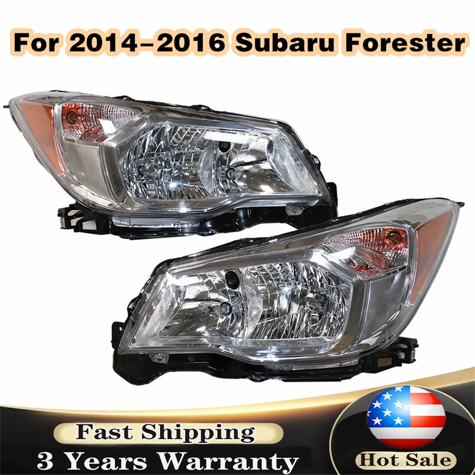 For 2014 2015 2016 Subaru Forester Car Assembly Headlight Driver Left Side/ Passenger Right Side/ Pair LH/ RH/ Pair