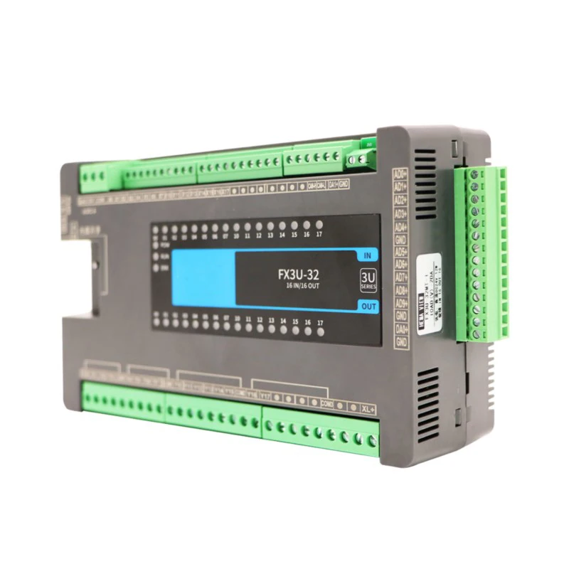 FX3U-32MT-10AD(4-20mA)-2DA(0-10V) With Analog 16DI 16DO 10AI 2AO  PLC Controller Work With Stepper Servo Motor Controller PWM