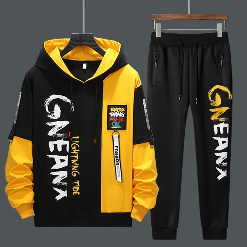 

Motorcycle Tracksuits Two Piece Sweat Suits Men Patchwork Printing Sets Sports Clothing Outfit Set Tracksuit Designer Clothes