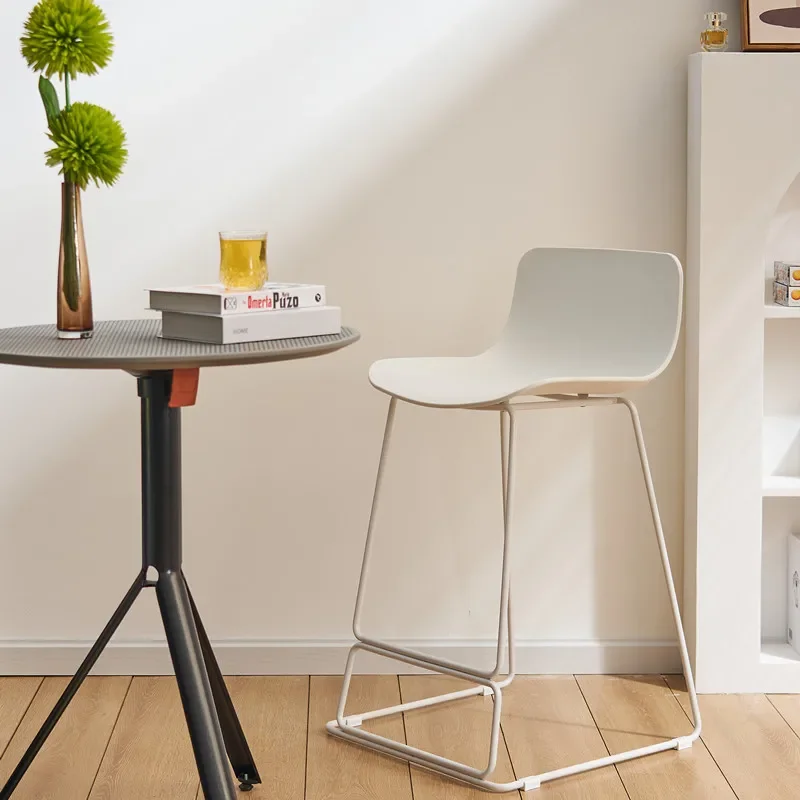 Nordic style simple plastic bar chair, hollow design stackable home bar front desk high chair