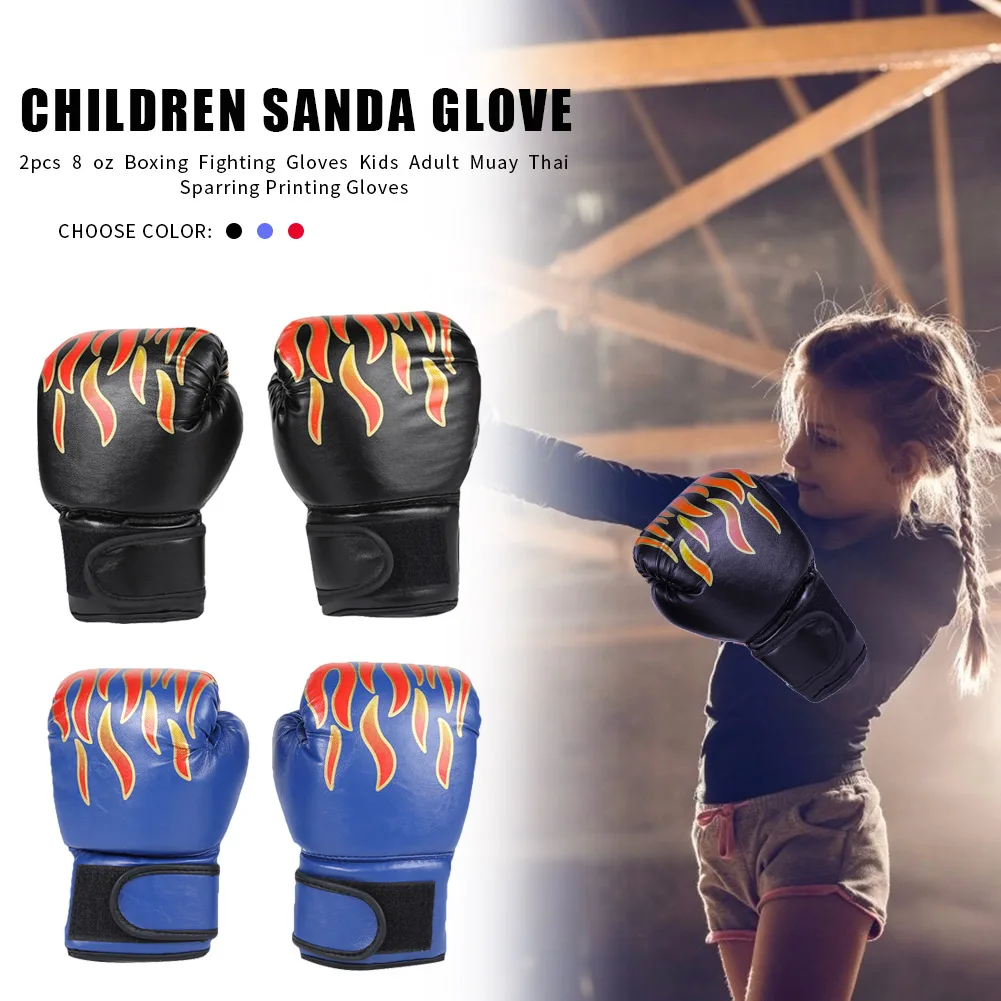 Gants de boxe en cuir PU pour enfants, 2 pièces, gants de Kickboxing respirants, mitaines Muay Thai, mitaines de Taekwondo pour garçons et filles et jeunes