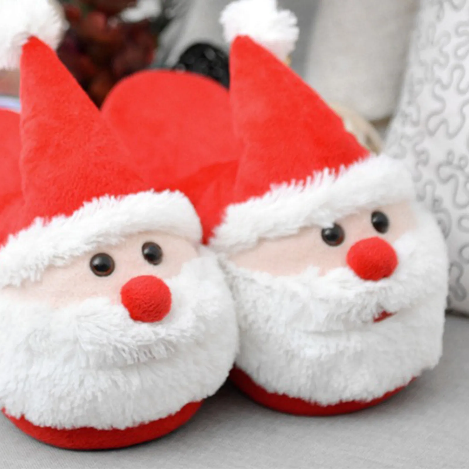 3D Santa Slippers Cotton Winter Slippers Warm Non Slip Mute Sole Indoor Shoes Festive Holiday Gift for Family Adults Children