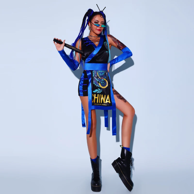 

Nightclub Bar Ds Female Stage Costumes Hip-Hop Street Dance Clothing Dj Outfit Women Gogo Dance Costume Rave Clothes DQS7446