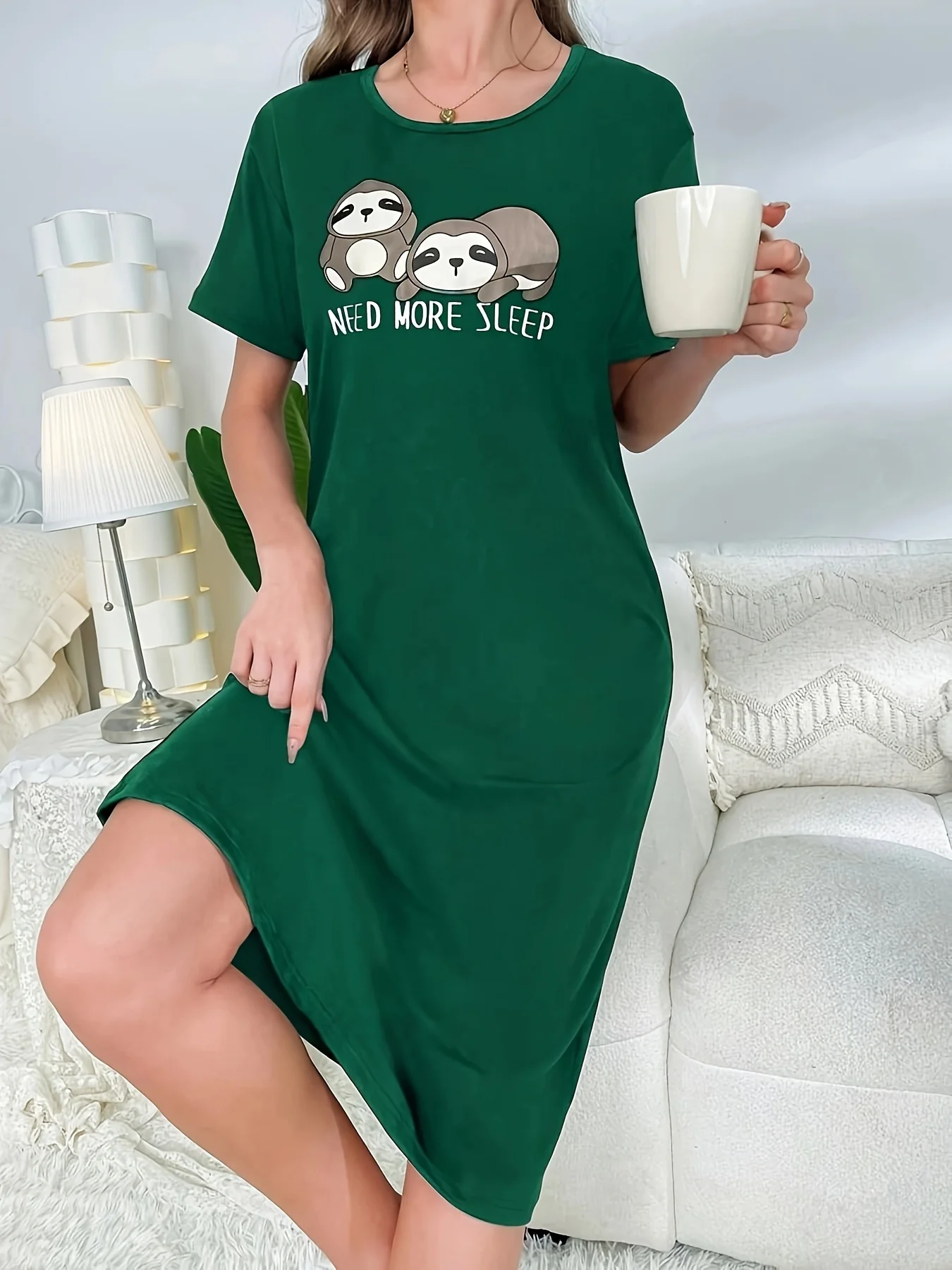 Women\'s new style nightdress koala pattern short-sleeved skirt casual home wear