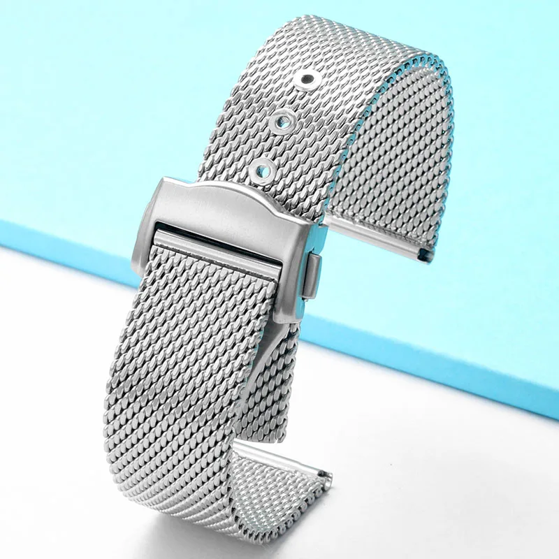 

20mm Stainless Steel Watch Strap for Seiko for Omega Seamaster 007 Diving Wrist Band Milanese Mesh Strap Folding Buckle Bracelet