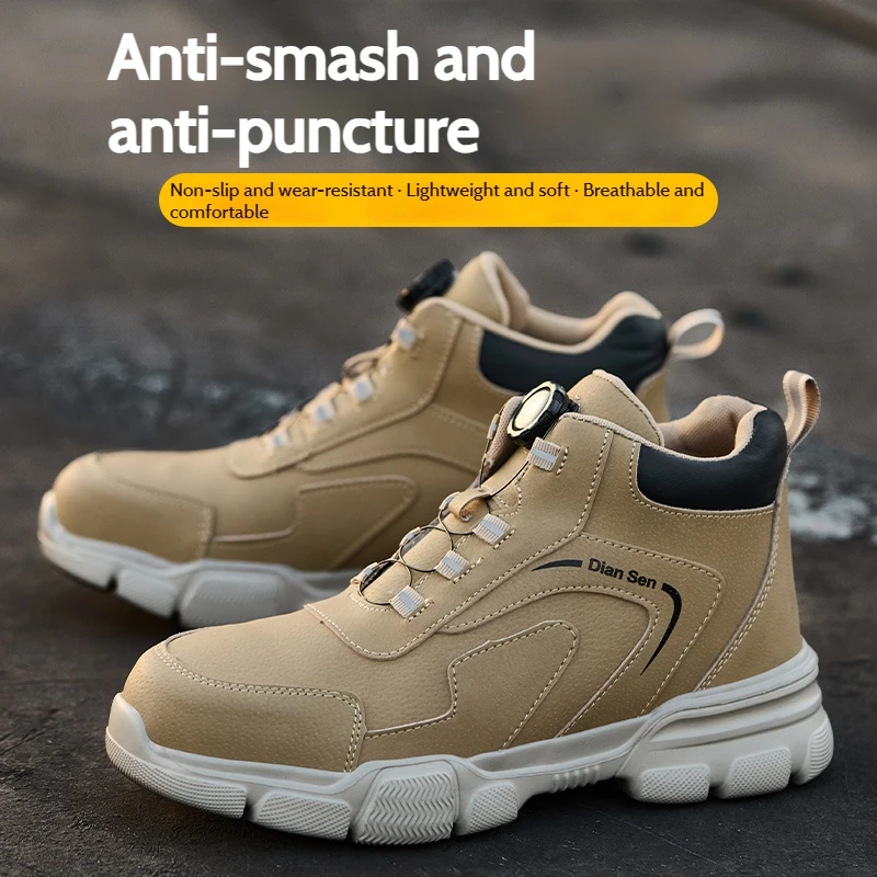 Lightweight Breathable Sneakers Mens Steel Toe Work Boots Safety Shoes Men Slip On Fashion Low Top Shoes Jungle Adventure Boots