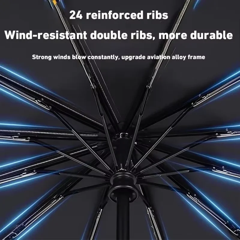 24 Bone Solid Color Automatic Umbrella Light Collapsible Large Format Outdoor Sunshade UV Protection Automatic Umbrella 2025 Hot