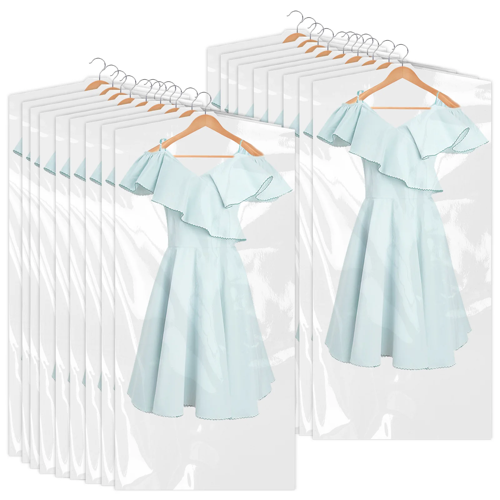 50Pcs Plastic Garment Bags Clear Dry Cleaning Bags Dust-proof Dry Cleaning Clothes Cover Portable Garment Covers for Suits