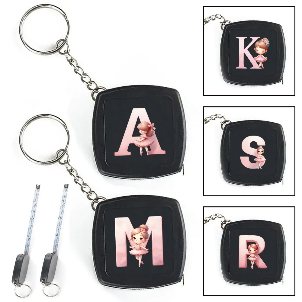 Thickened Shell Portable 2M Tape Measure Retractable Wear-resistant Ballerina Girl Initial Name 26 Letters Pattern